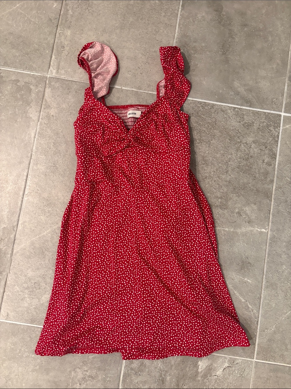 Hollister Red Polka Dot Ruffle-Strap Mini Dress